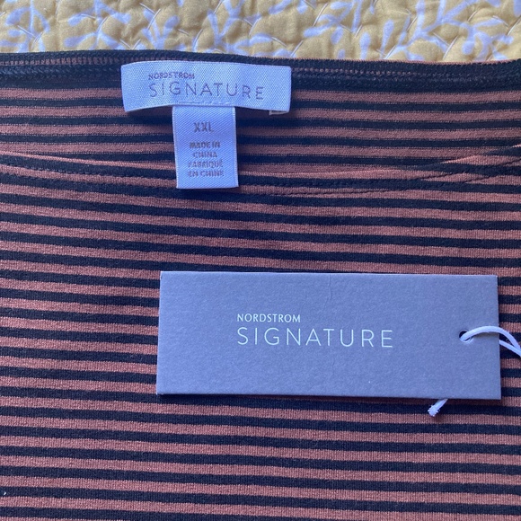 NORDSTROM Signature Boat Neck Bateau Striped Knit Tee Shirt Top NWT - Picture 9 of 9